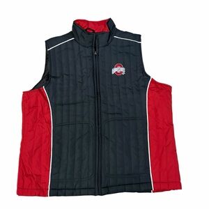 Collegiate Ohio State Buckeyes Quilted Zip Up Vest Mens Large Black Red College